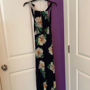 women’s floral halter summer backless dress with slit